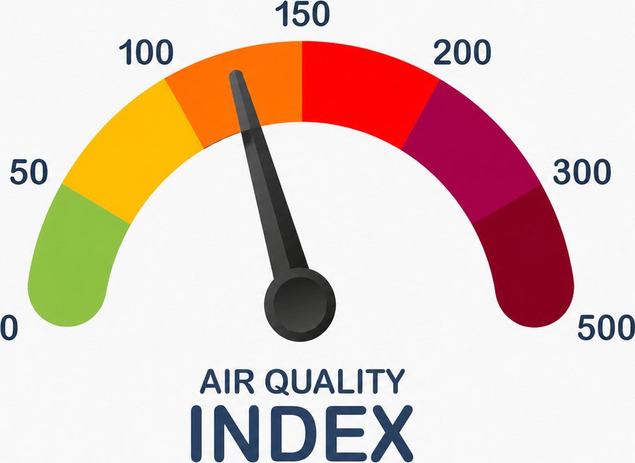 Air quality index gauge